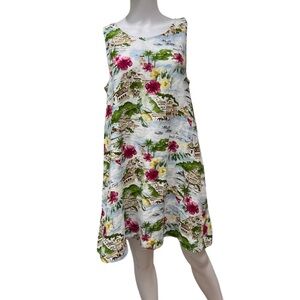 Cynthia Rowley Linen Amalfi Coast Print Sleeveless A-Line Shift Dress Size L